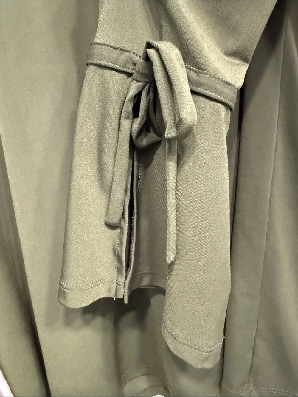 Michael Kors Olive Green V-Notch Tie-Sleeve Blouse